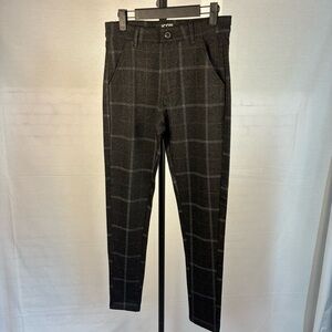 ICON Amsterdam Izaya Charcoal Plaid Stretch Slim Trousers 30